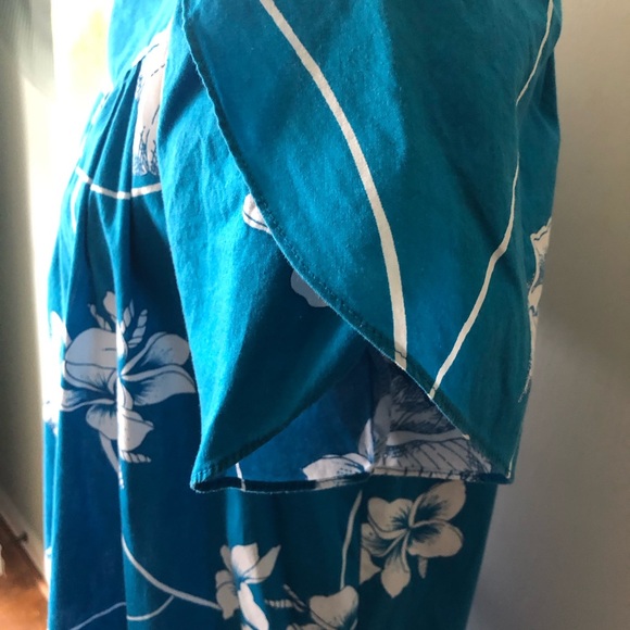 Hilo Hattie Large Blue Hawaiian Muumuu Dress Caftan aloha tiki hibiscus vintage - Picture 14 of 14